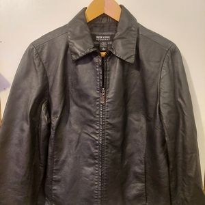 New York & Company Black Leather Jacket Size Large